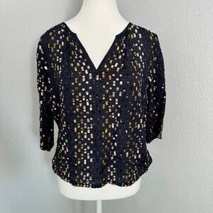 Velvet By Graham & Spencer Prima Sequin V Neck Top Nordstrom women's‎ XS NWOT